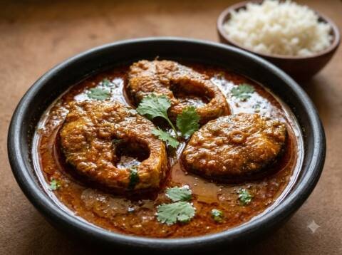 Desi Bihari Style Rohu Fish Curry